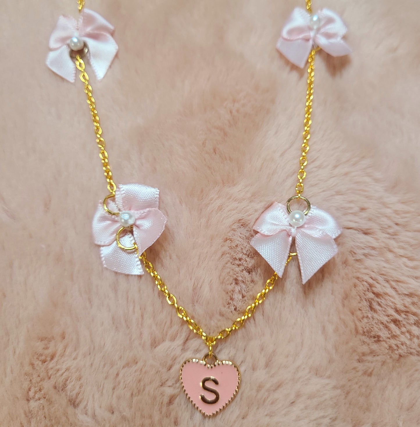 kawaii bows initial necklace