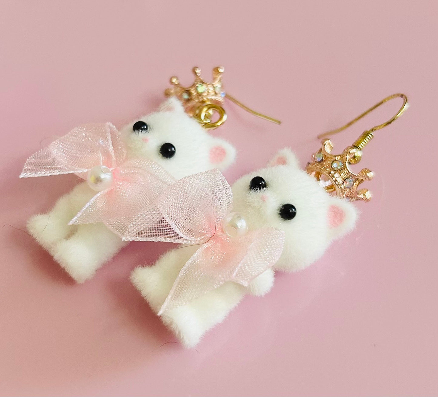 kawaii cat earrings rose gold