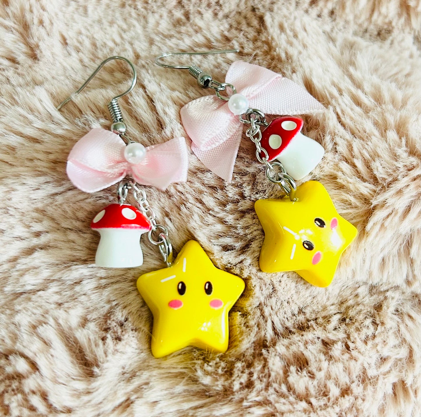 kawaii mushroom princess earrings