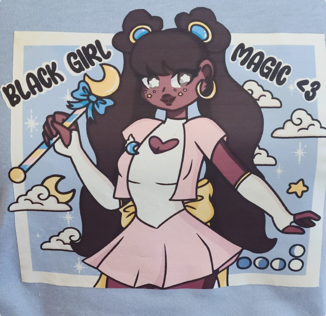 kawaii black magical girl tshirt close up view