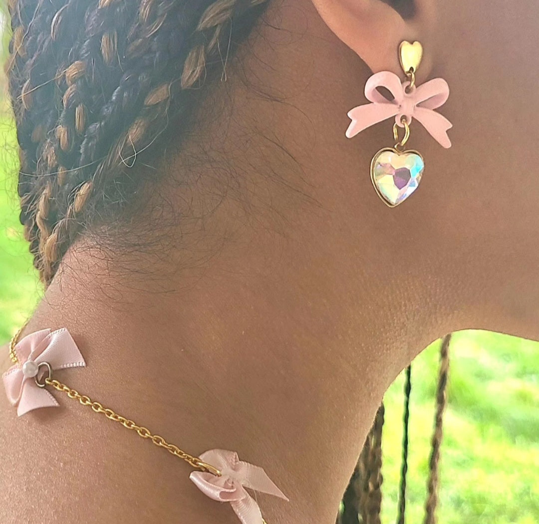 kawaii magical heart prism earrings