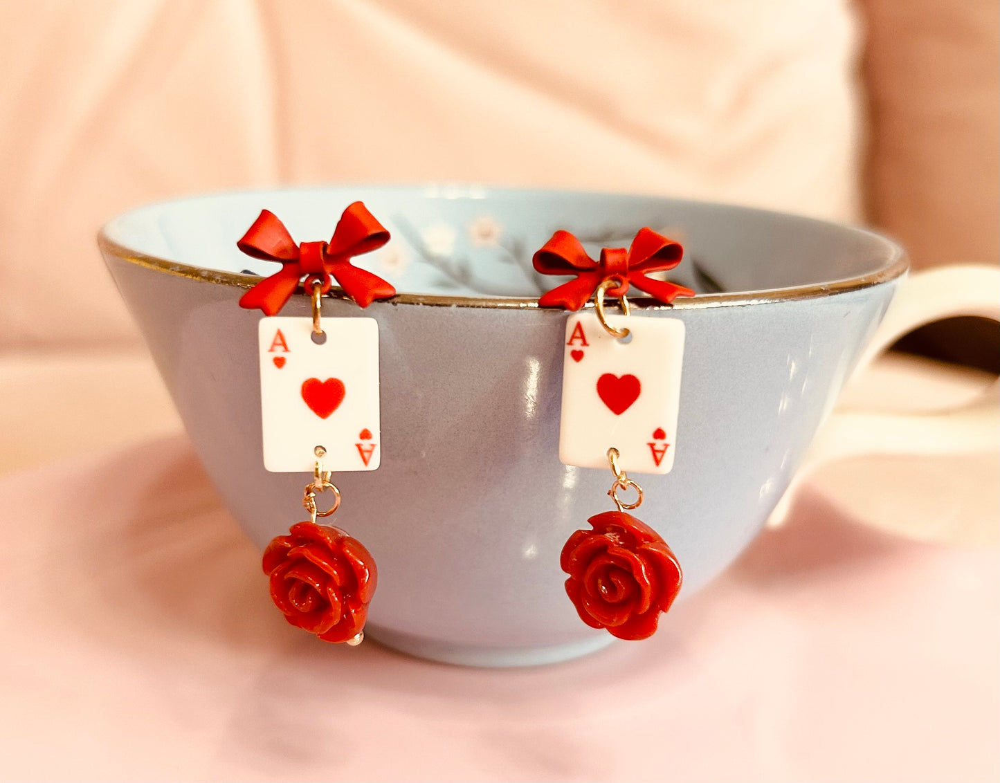 cute red rose earrings