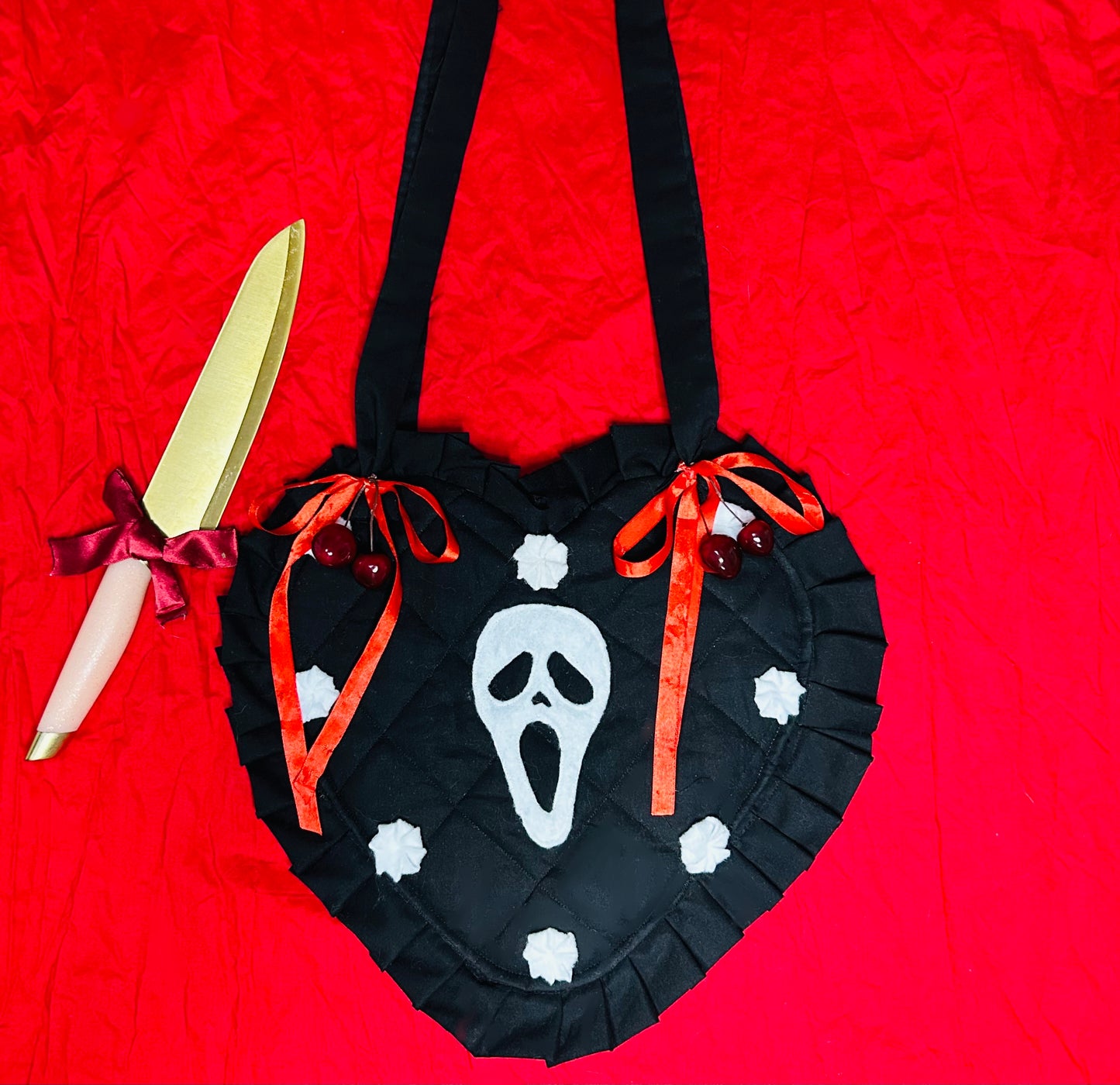 scream ghostface cake heart tote bag