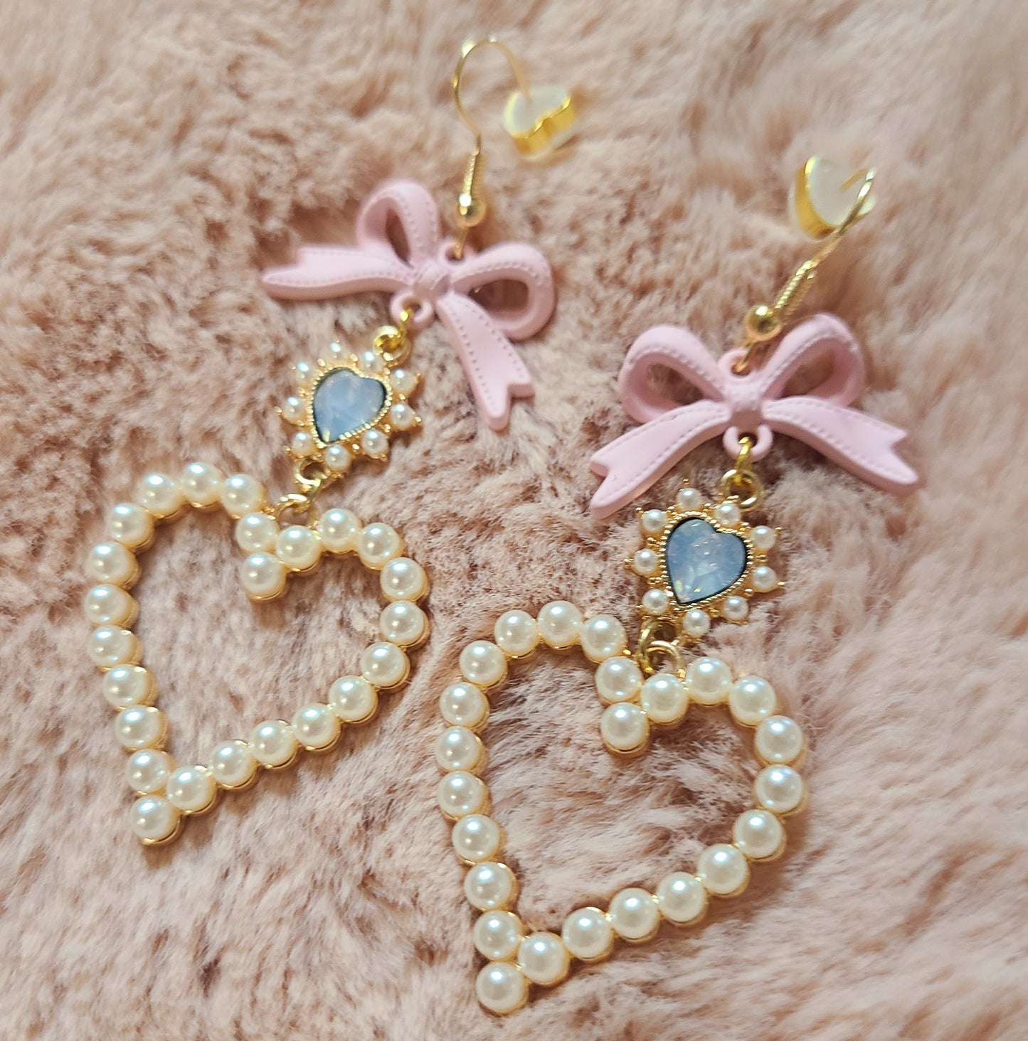 kawaii princess pearl earrings pink