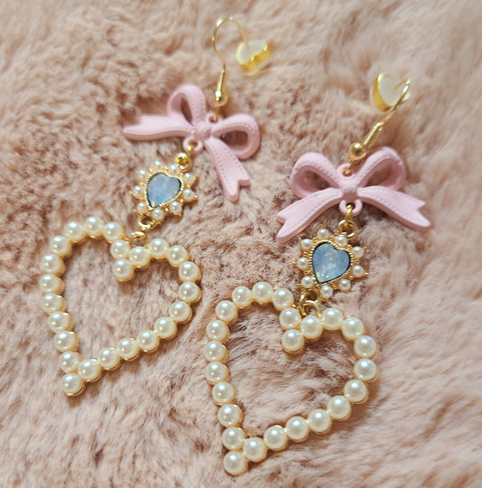 kawaii princess pearl earrings pink