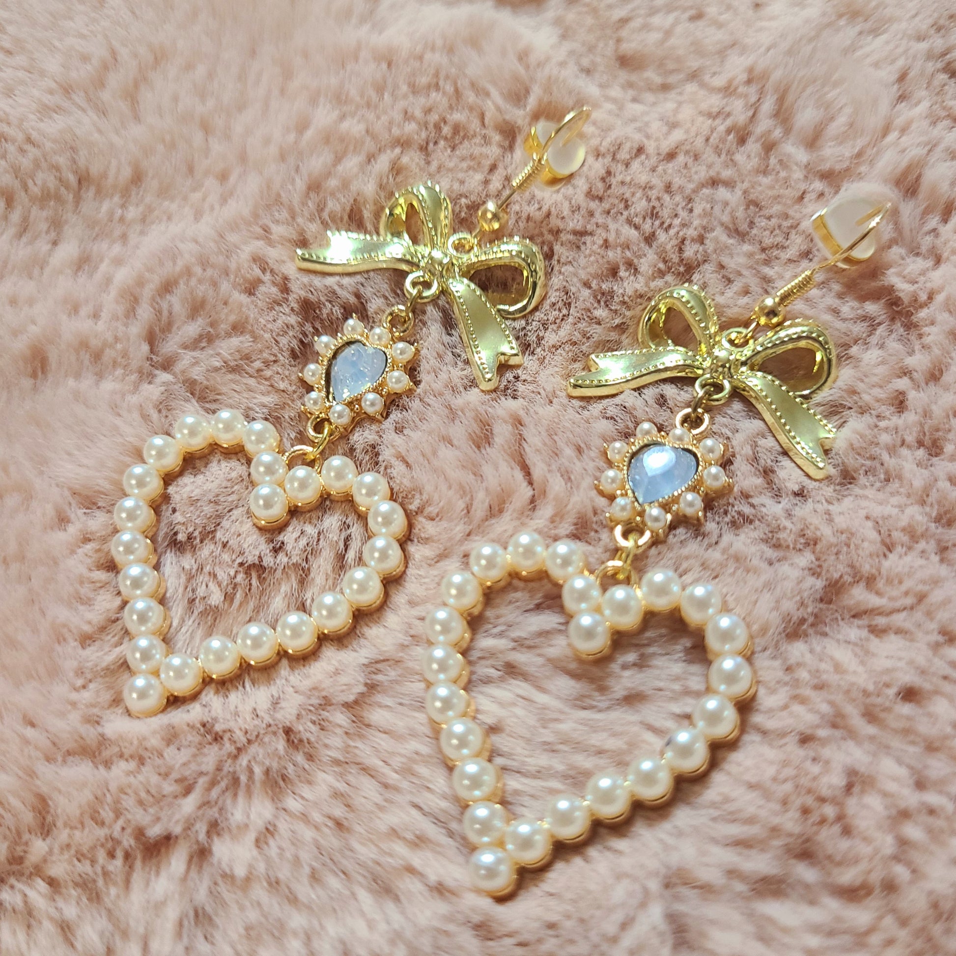 kawaii princess pearl earrings gold