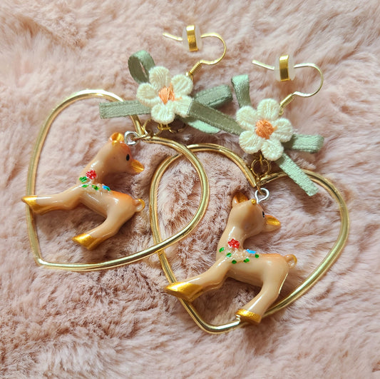 softgirl kawaii spring deer earrings