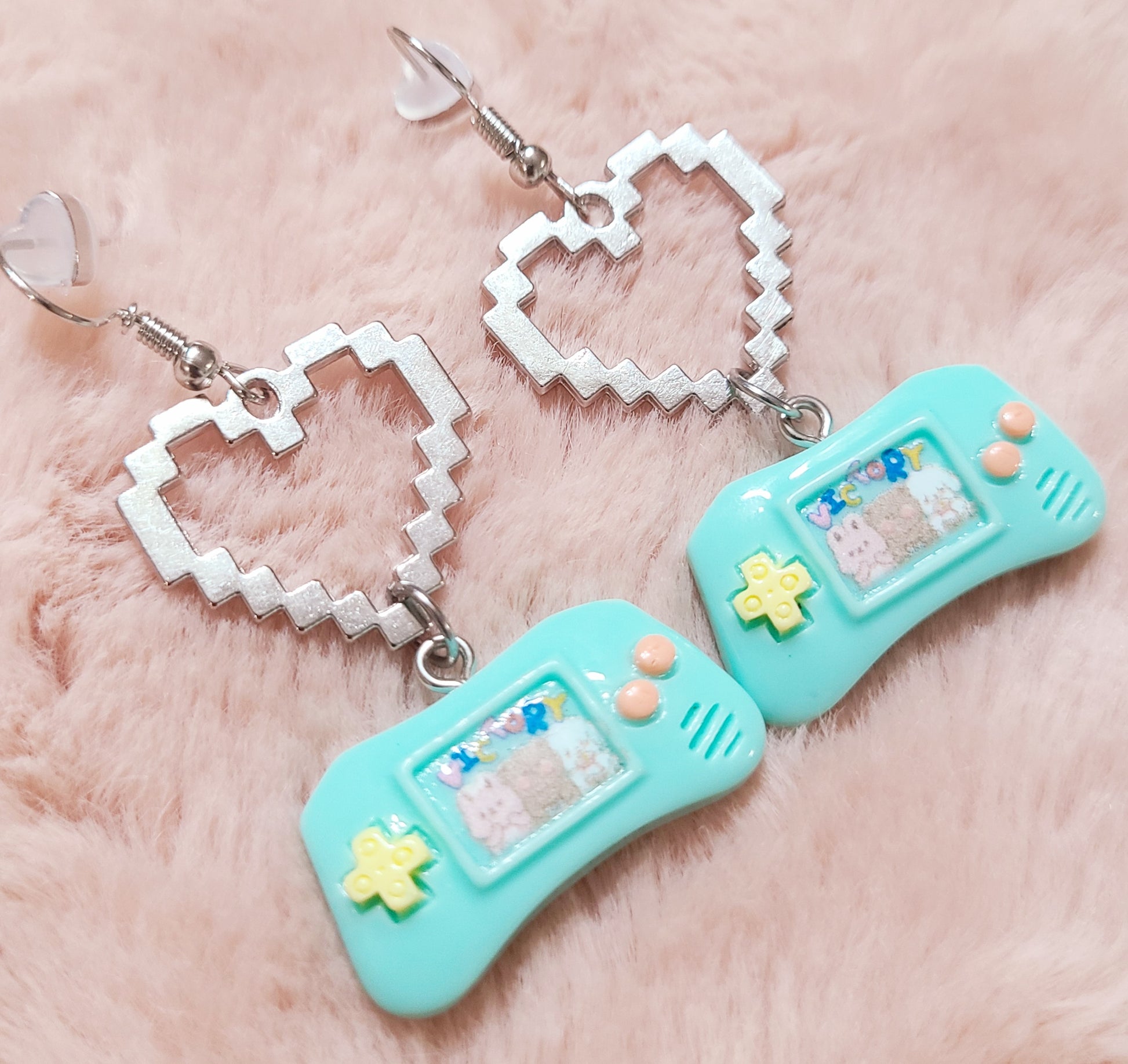 kawaii girly gamer earring green