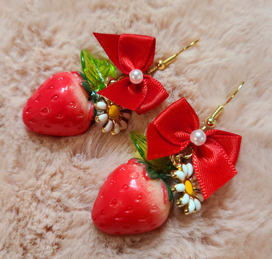 kawaii strawberry bloom earrings