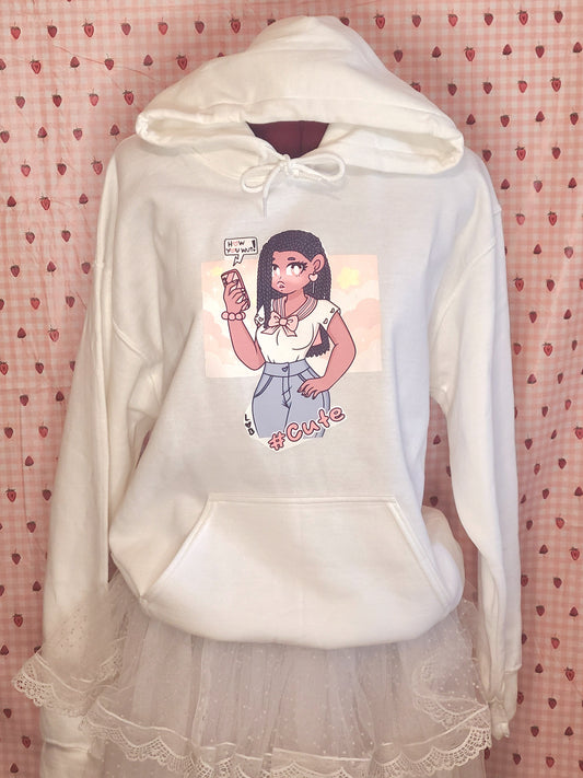 kawaii hello boo cutie hoodie front view