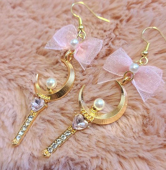 kawaii magical girl wand earrings