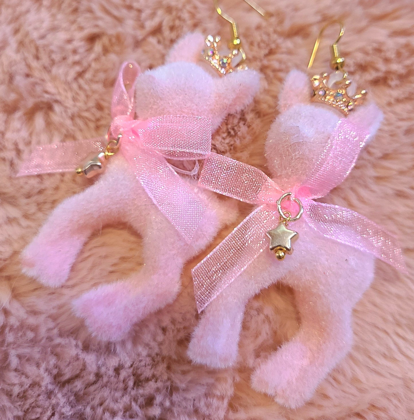 kawaii fuzzy princess deer earrings