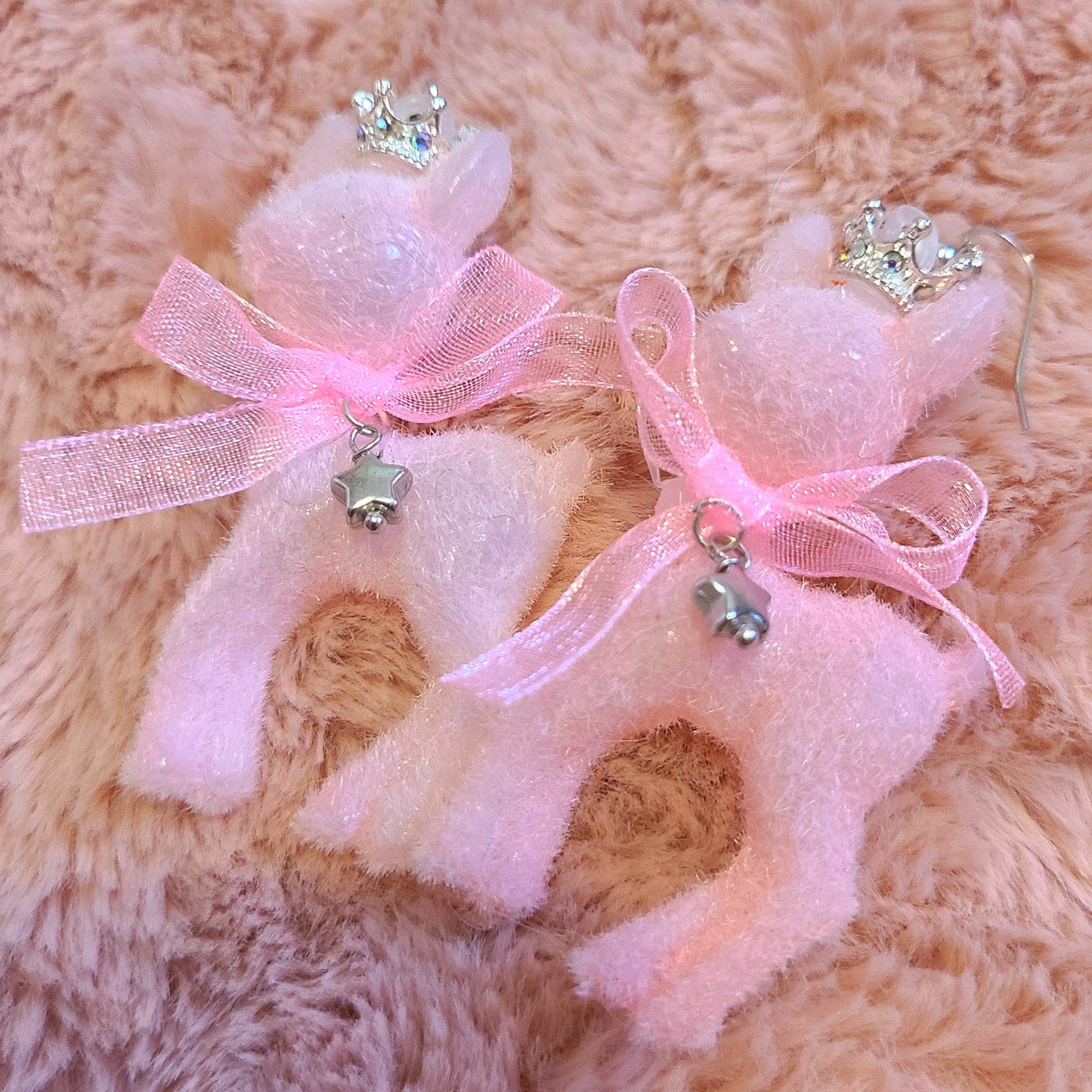 kawaii fuzzy princess deer earrings