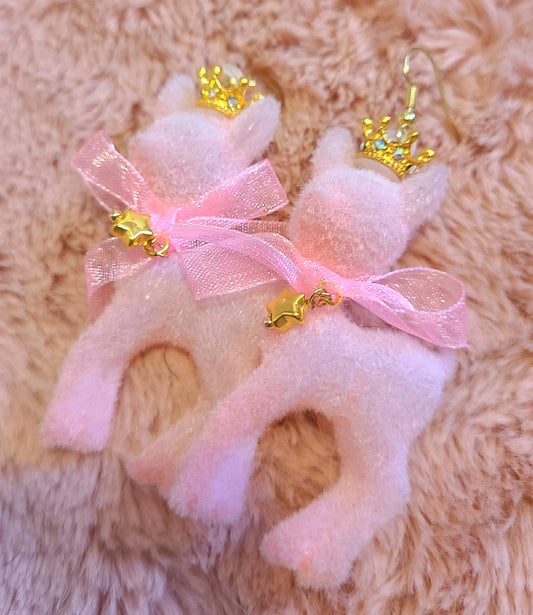 kawaii fuzzy princess deer earrings