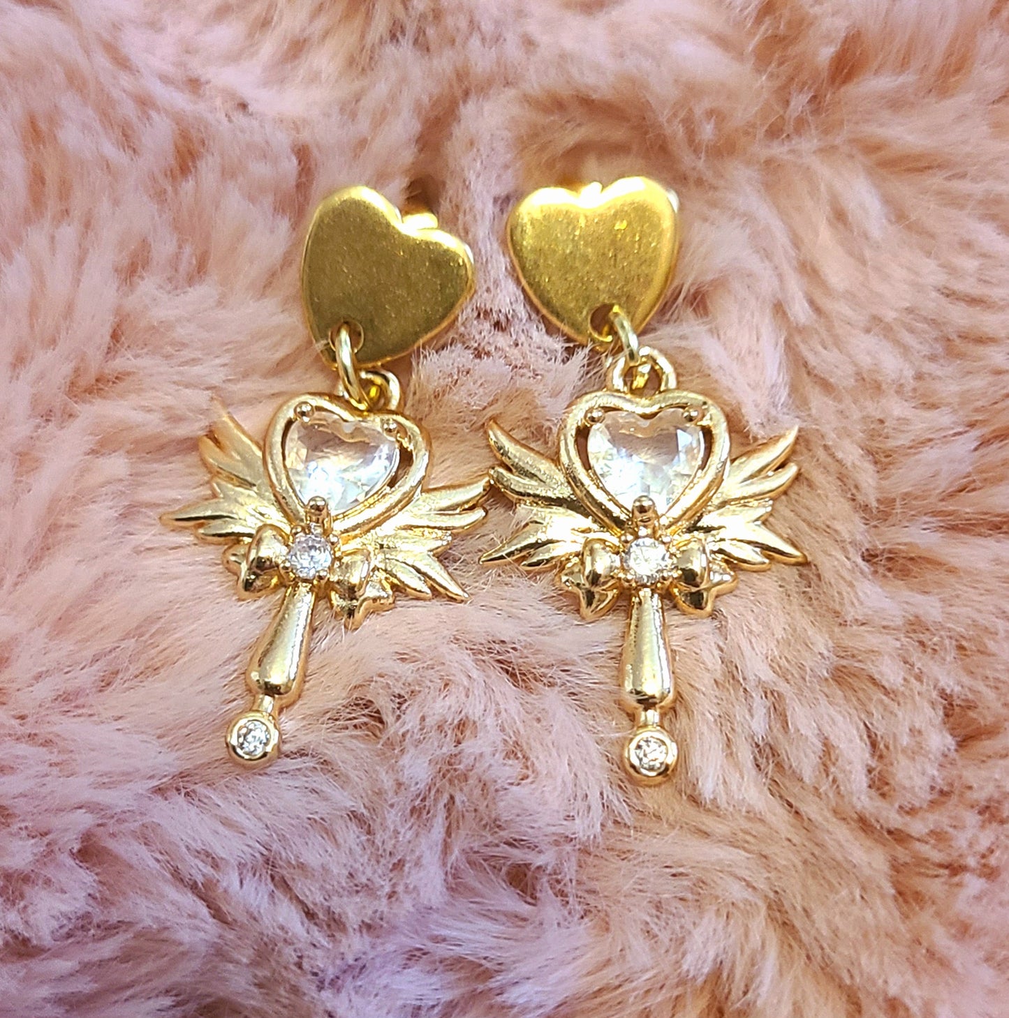 soft girl magical girl wand stud earrings