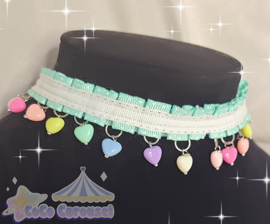 kawaii rainbow heart choker