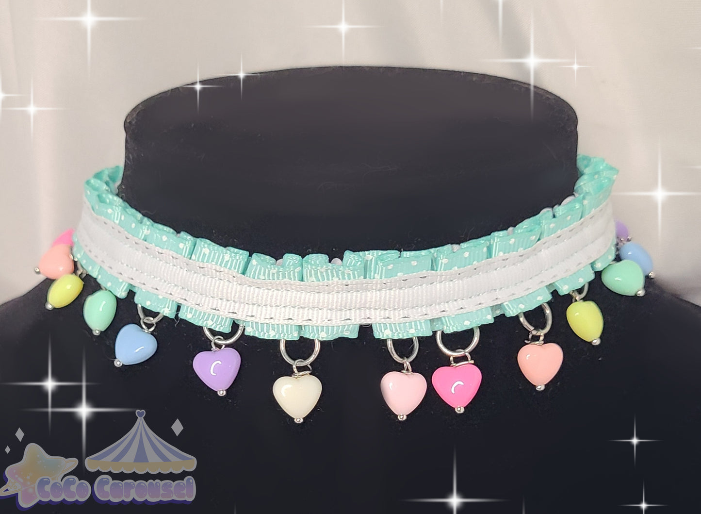 kawaii rainbow heart choker