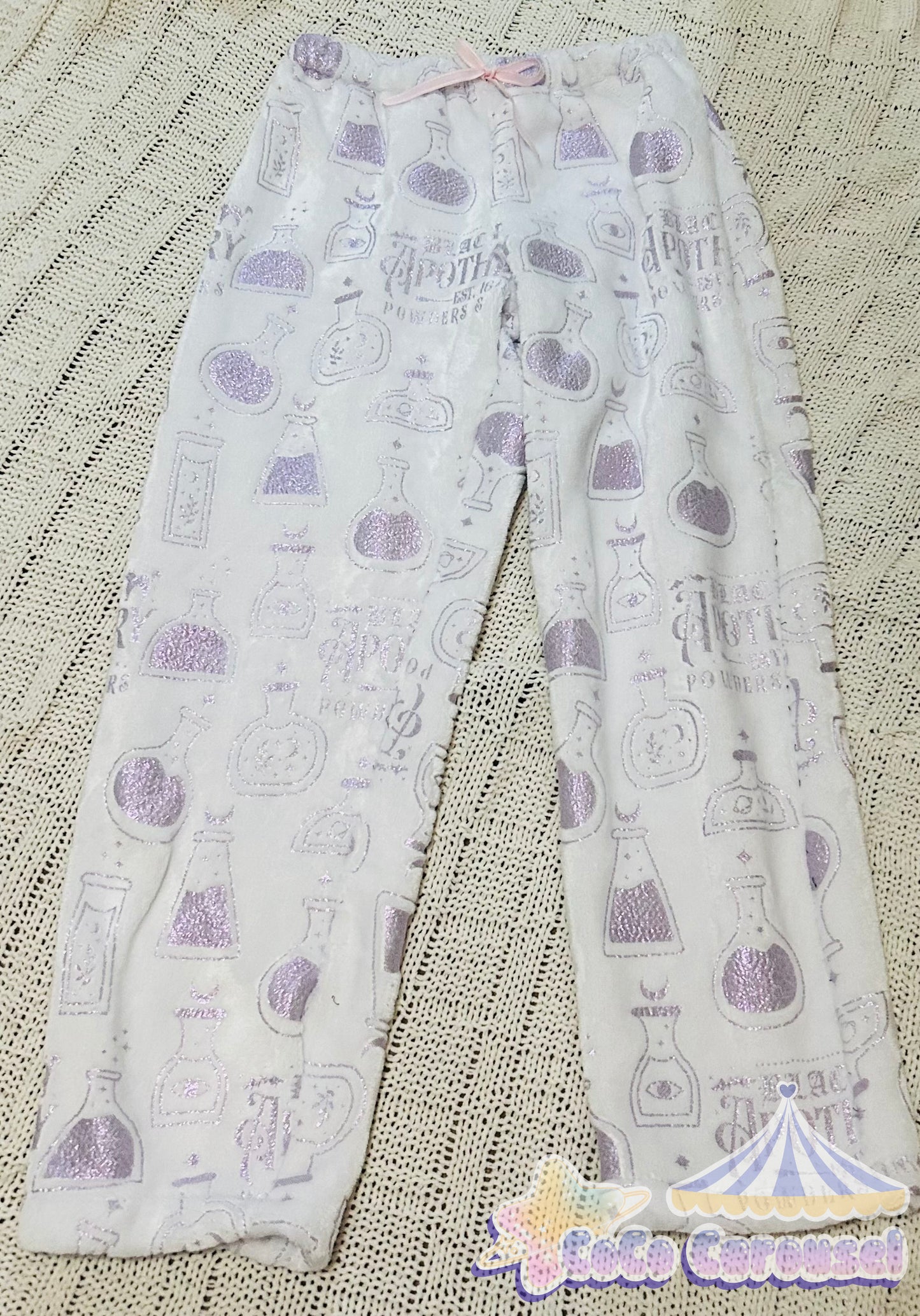 kawaii Halloween witchy pajama pants front view