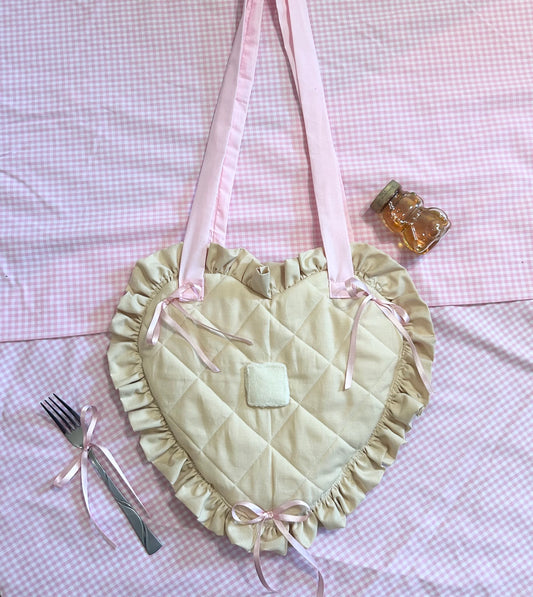 kawaii ruffle heart pancake bag