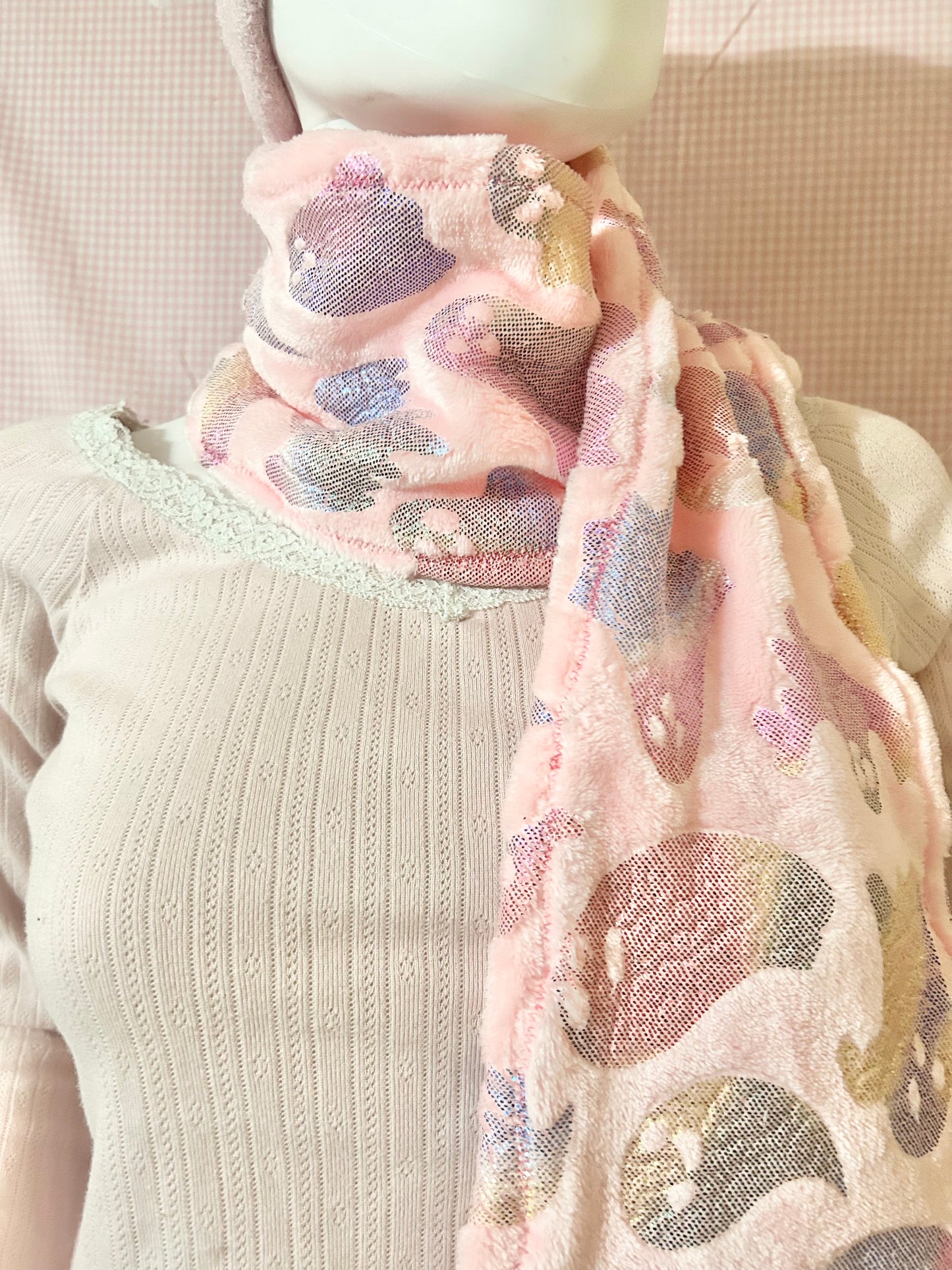 kawaii pastel goth scarf close up