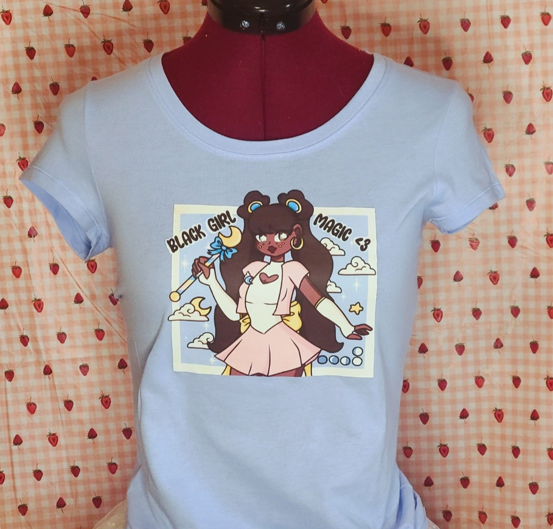 kawaii black magical girl tshirt front view