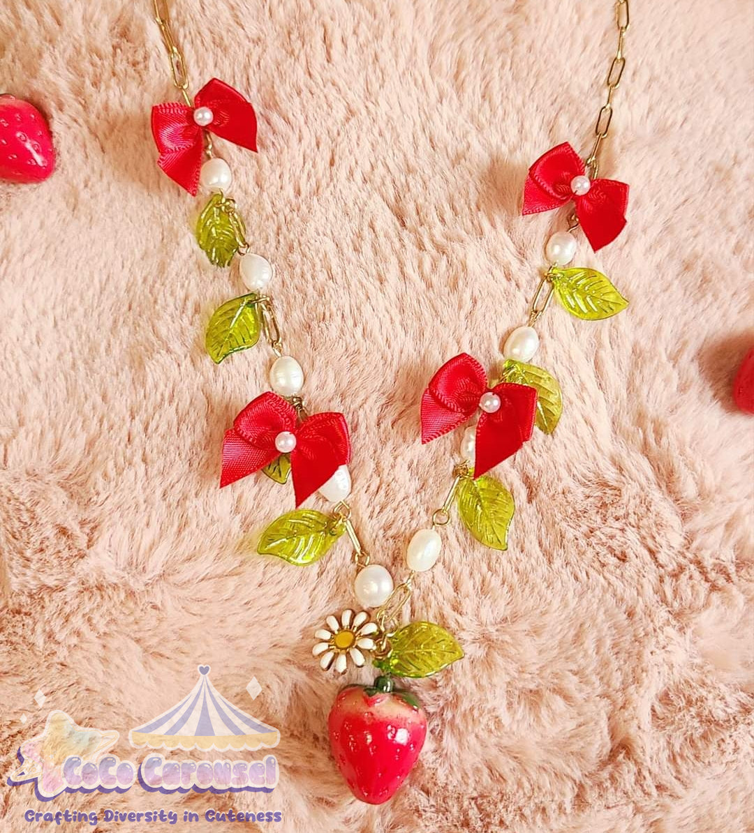 kawaii strawberry bloom necklace