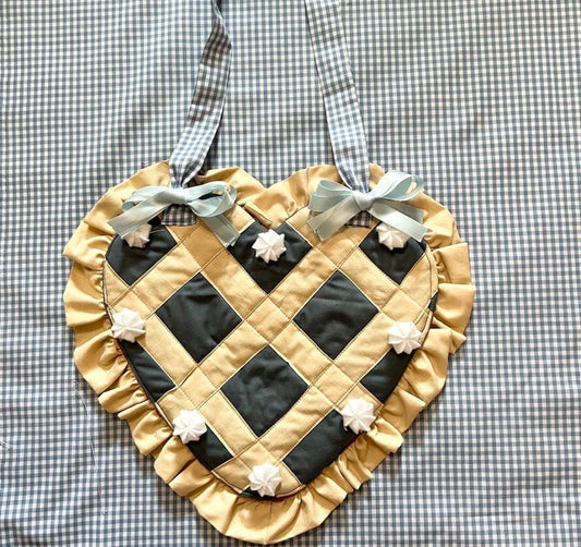 cute kawaii blueberry pie heart ruffle bag