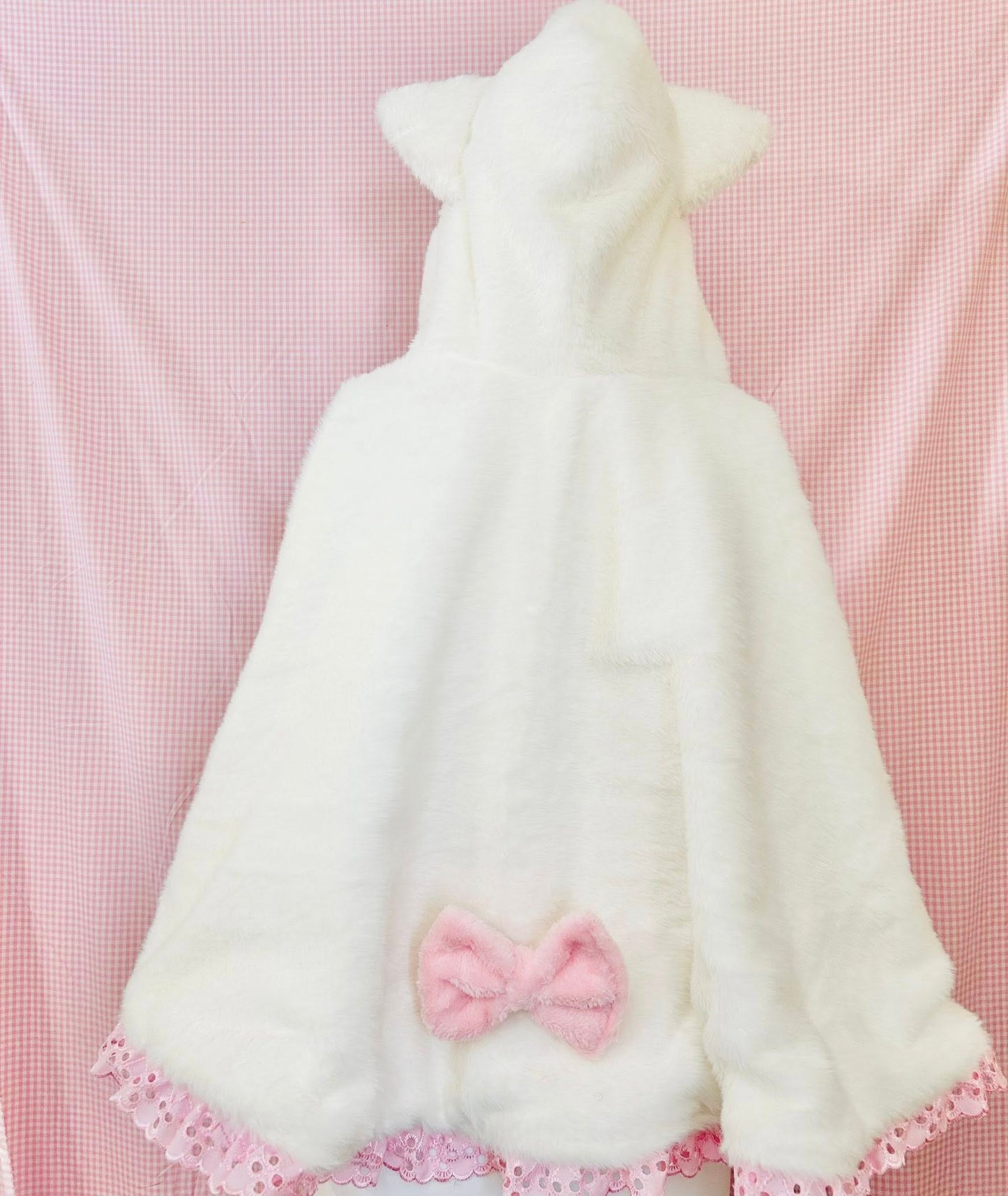 kawaii winter cape with cat ears back