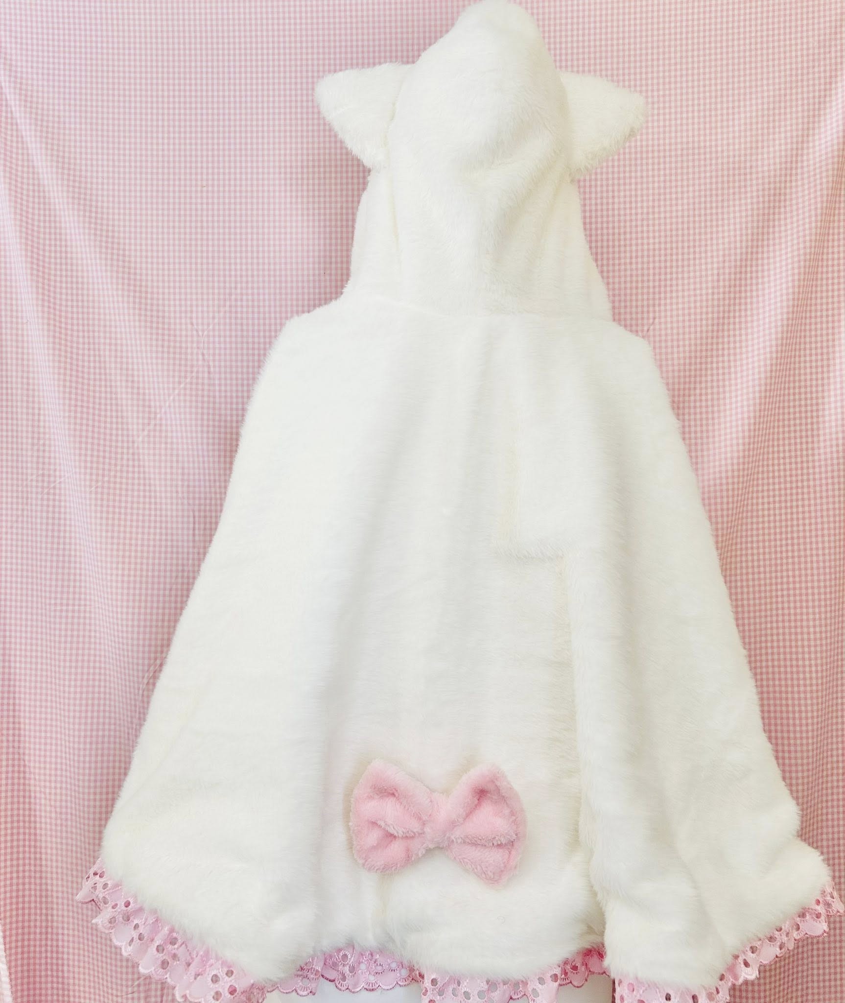 kawaii winter cape with cat ears back